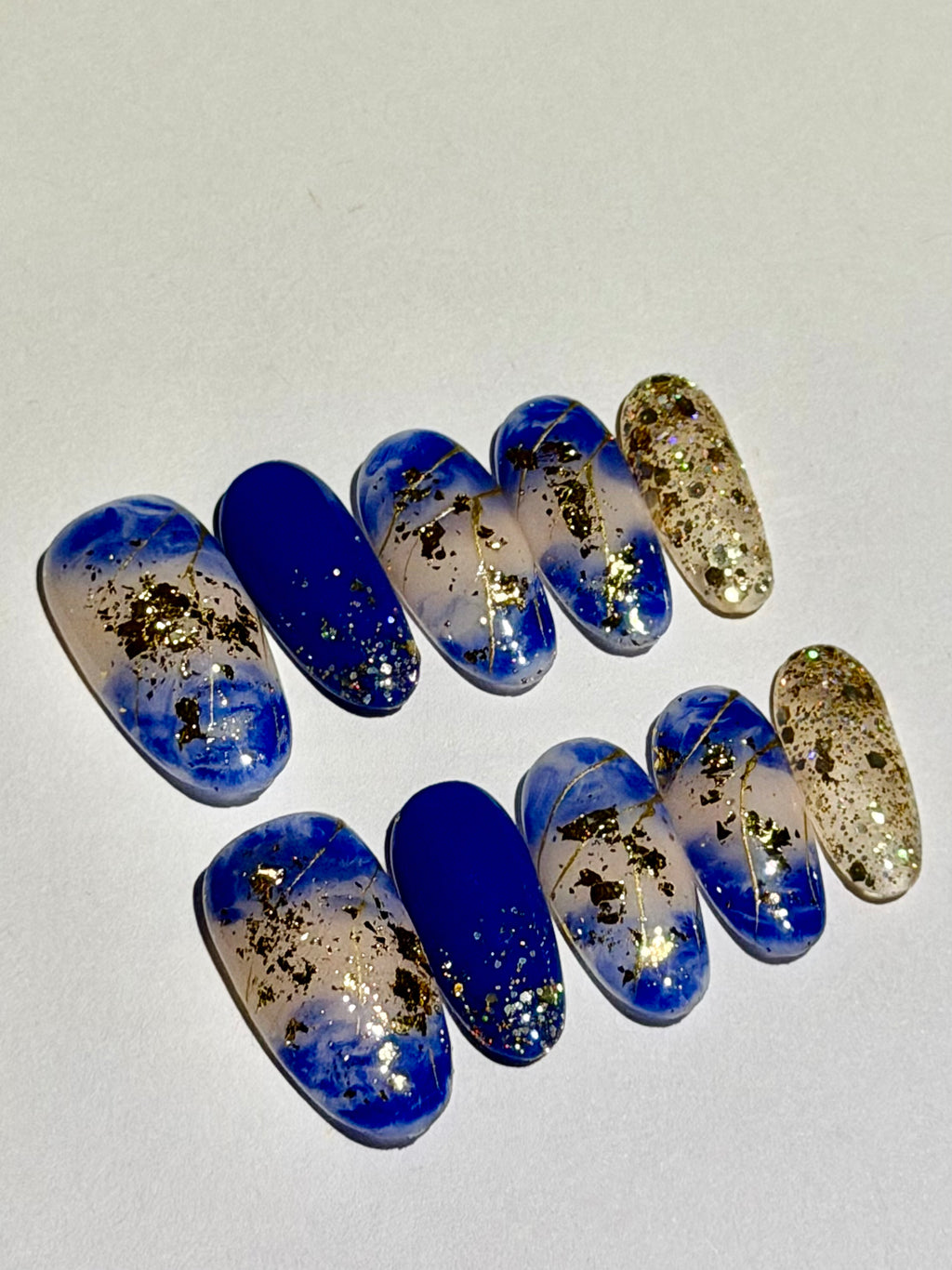 Heaven’s Veil – Divine Blue Press-On Nails