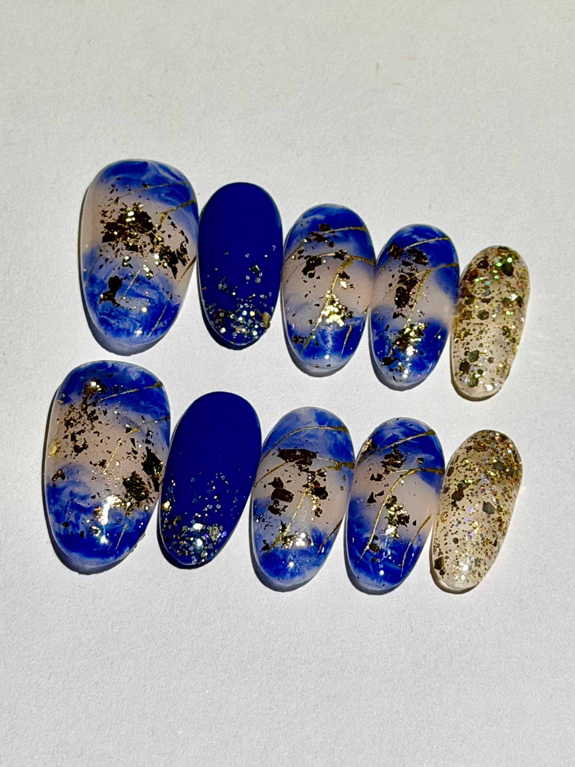 Heaven’s Veil – Divine Blue Press-On Nails