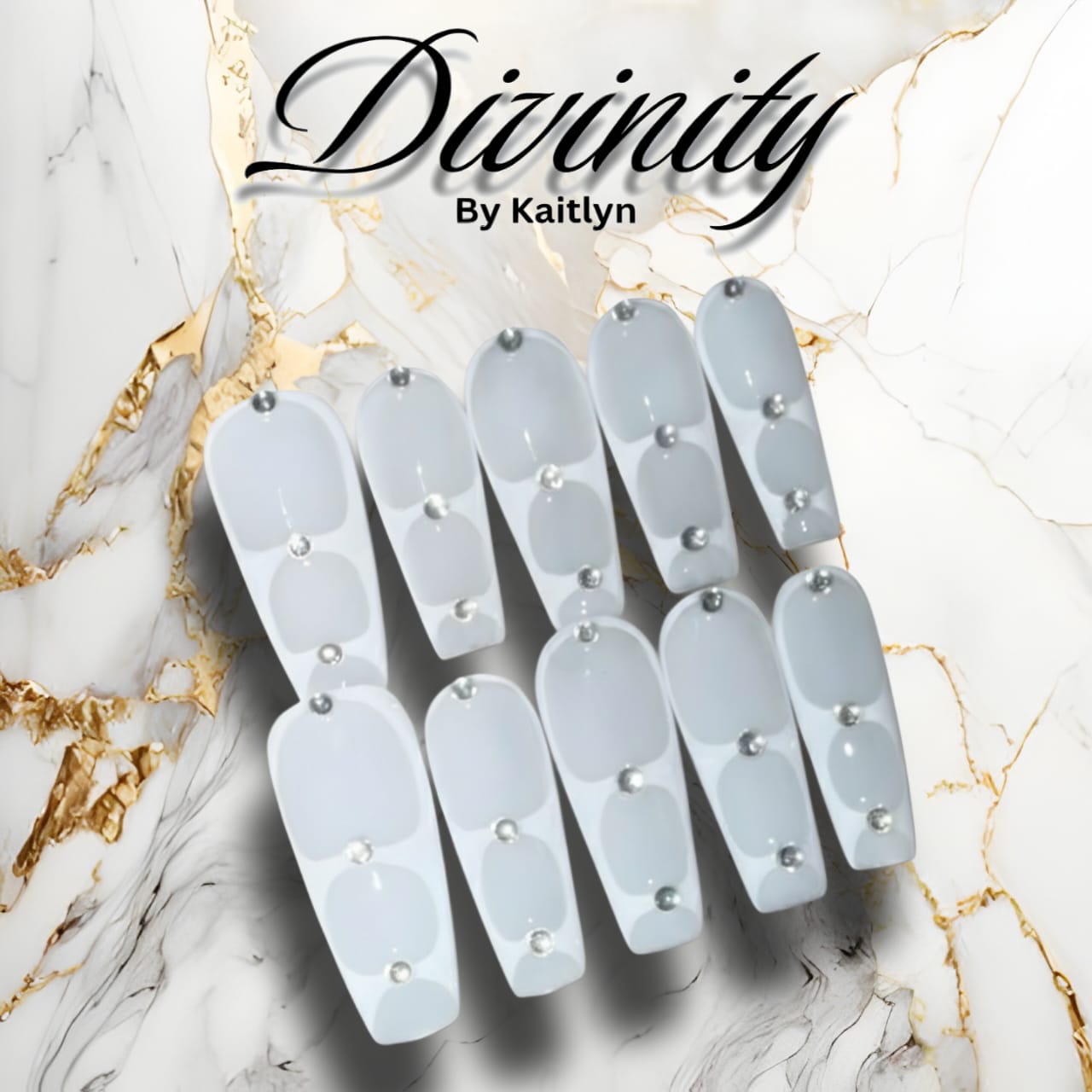 Divine Clarity – Crystal White Press-On Nails