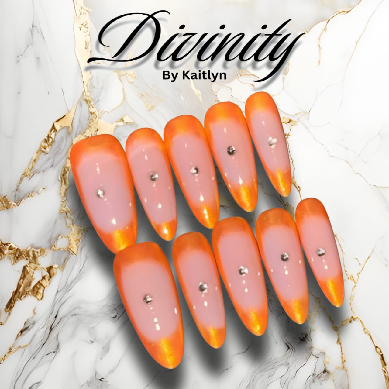 Holy Ember – Fiery Crystal Press-On Nails