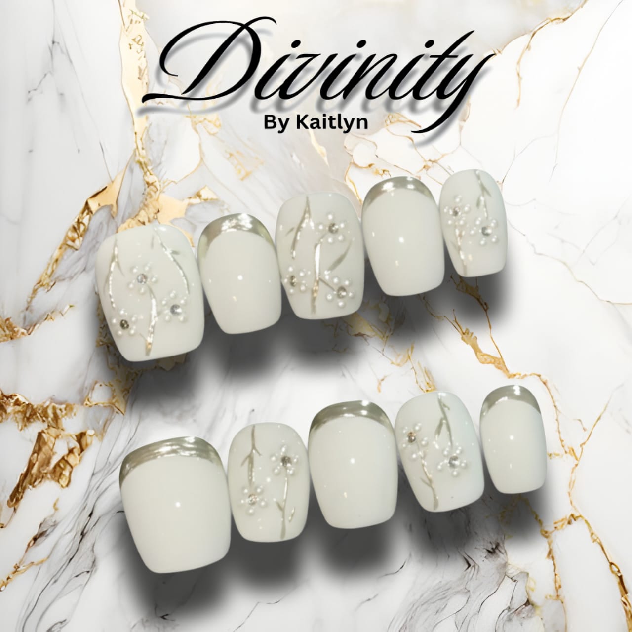 Silver Covenant – Elegant White & Silver Press-On Nails