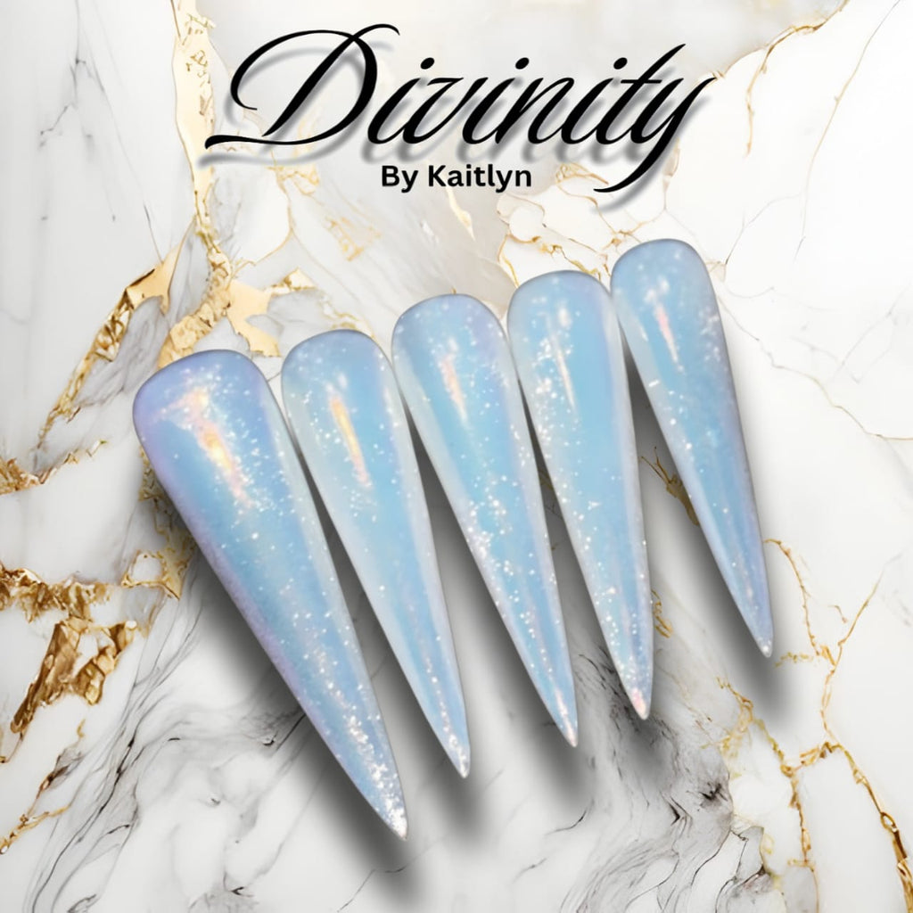 Iridescent Whisper – Ethereal Blue Press-On Nails with Celestial Glow