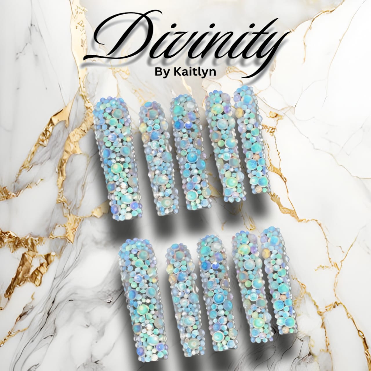 Celestial Crown – Opal Crystal Press-On Nails