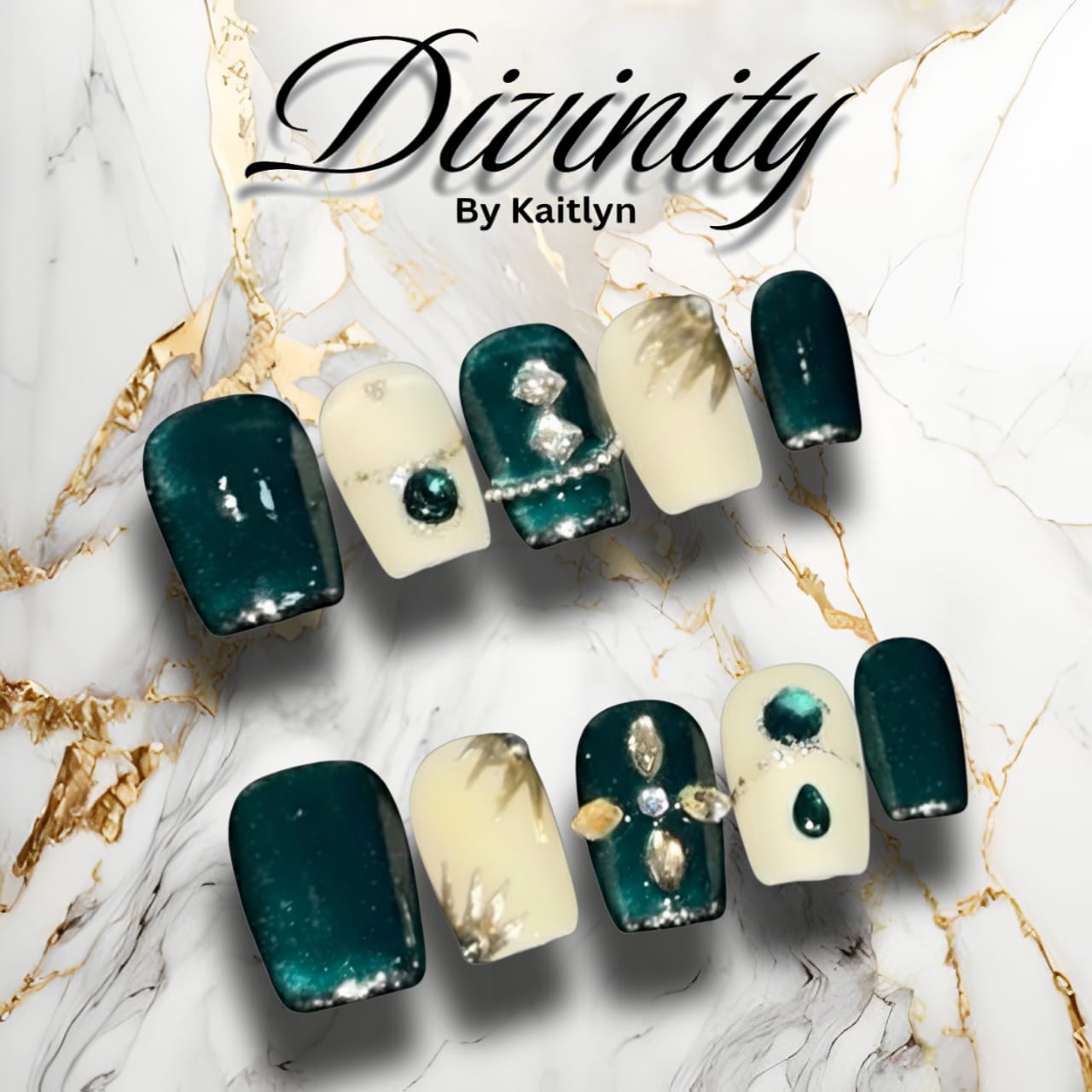 Emerald Grace – Luxe Gem Press-On Nails