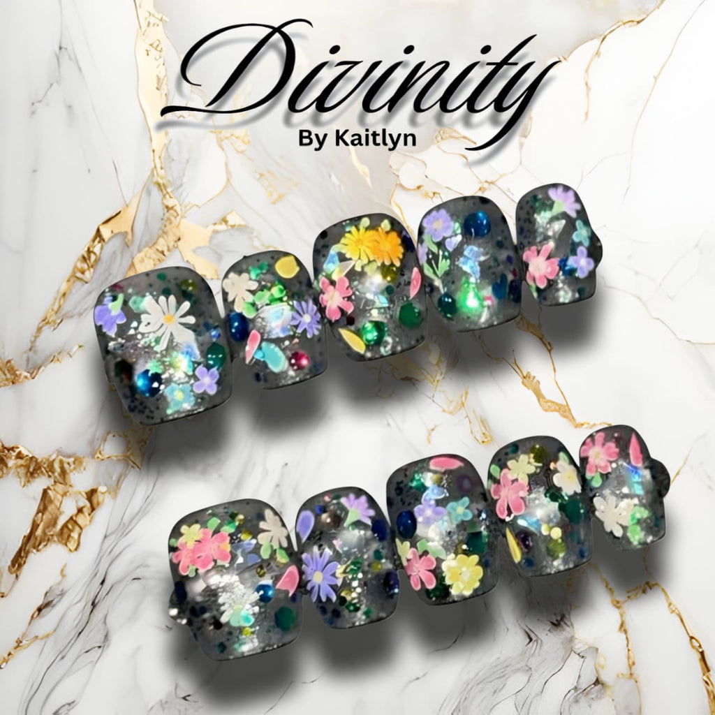 Divine Garden – Floral-Inspired Press-On Nails with Timeless Elegance